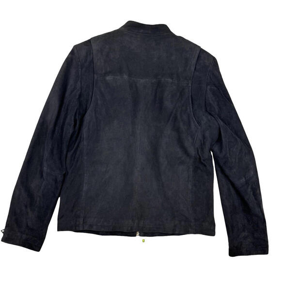Danier Suede Leather Moto Jacket Blue Size M - Picture 2 of 9